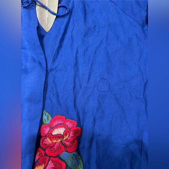 FINAL PRICE NEW NWT FARM Rio Flowerful Rio Embroidery Linen Kaftan Midi Dress - Picture 10 of 13